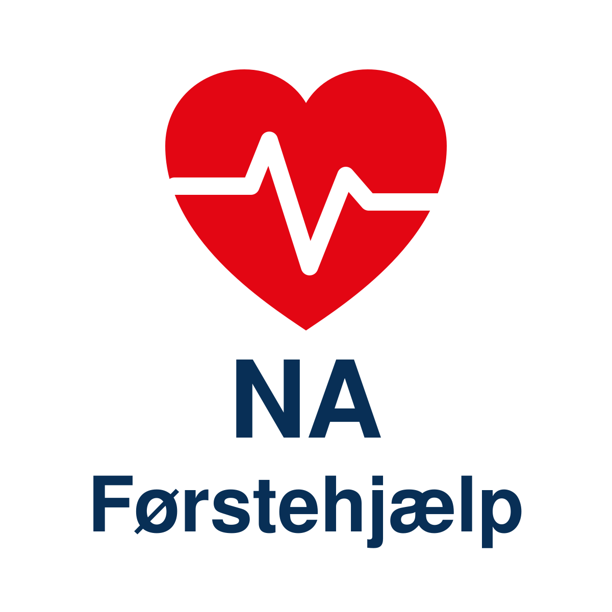 Logo for NA Førstehjælp med et rødt hjerte og en hjerterytme